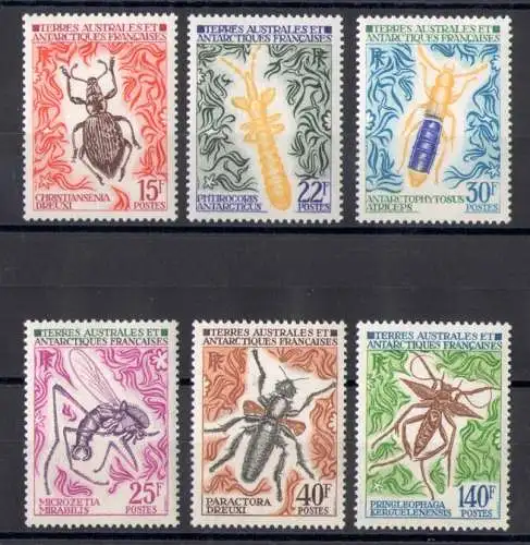 1972-73 TAAF - FRANZÖSISCHE ANTARKTIS - Insekten - Yvert-Katalog Nr. 40-42 + 49-51 - 6 Werte - postfrisch **