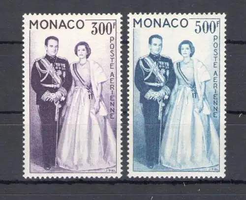 1959 MONACO, Luftpost Nr. 71 und 72, Prinzen Ranieri und Grace von Monaco, 2 Werte, postfrisch**