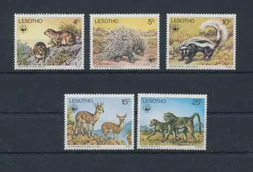 1977 Lesotho, MiNr. 228 - 32, Tiere - Exotische Tierwelt, WWF, 5 Werte - postfrisch**