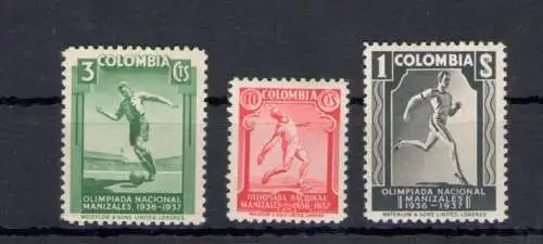 1937 Kolumbien - 4 Olympische Spiele Südamerika - Yvert Nr. 301/03 - 3 Werte - postfrisch**