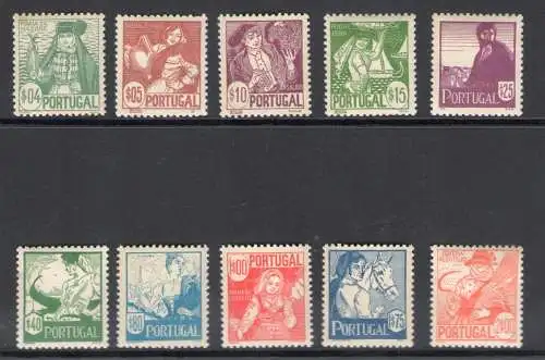 1941 Portugal - Regionalkostüme, Nr. 616/625 - 10 Werte - MH*