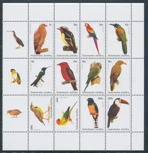 2002 Niederländische Antillen - Vogelfauna - Yvert-Katalog Nr. 1319/30 - 12-Werte-Sperre - postfrisch**