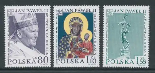 2000 Polen - Weihnachten - 80. Geburtstag Johannes Paul II. - Nr. 1208-10 - 3 Werte - postfrisch**