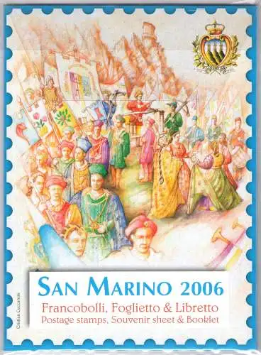 2006 San Marino, offizielles Jahresbuch der philatelistischen Emissionen, Briefmarken, Broschüren und Broschüren - postfrisch**