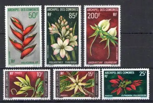 1969-70 Komoren - Yvert-Katalog Nr. 53+54+56 + Luftpost 26/28 - Blumen - 5 Werte - postfrisch**