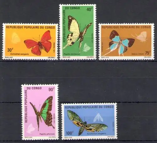 1971 Kongo, Schmetterling - Yvert Nr. 303-07 - 5 Werte - postfrisch**