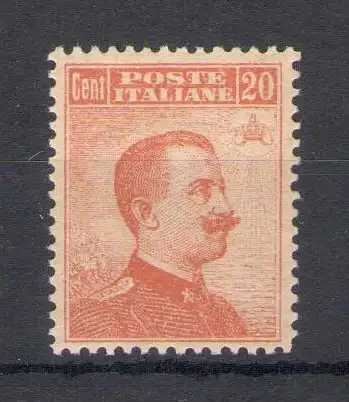 1916 Italien - Königreich, Nr. 107, 20 Cent orange, Vittorio Emanuele III, ohne Wasserzeichen - postfrisch**