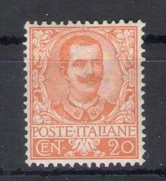 1901 Italien - Königreich, Nr. 72, 20 Cent orange, sehr gut zentriert - postfrisch**