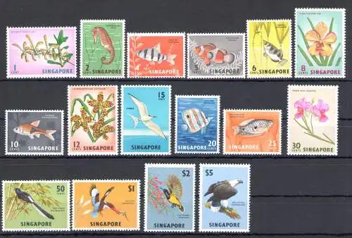 1962-66 SINGAPUR - Flora und Fauna - SG Nr. 63/77 Serie von 16 Werten - postfrisch**