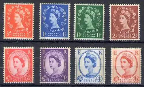 1958-61 Großbritannien - Elizabeth II., 2 Linien Graphit SG Nr. 587/94 - postfrisch**