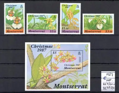 1987 Montserrat, Yvert Nr. 657/60+BF 43 - Blumen - postfrisch**