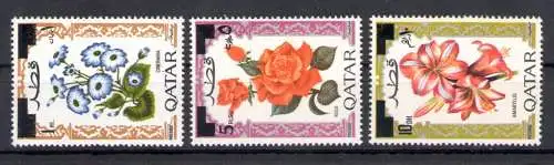 1972 KATAR, SG Nr. 399/01 - Überdruckte Blumen Neuwert - postfrisch**