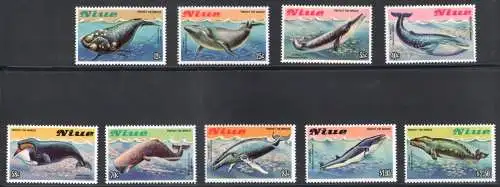 1983 Niue, Balene - Yvert 388/96 - 9 Werte - postfrisch**