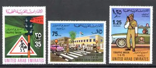 1973 Vereinigte Arabische Emirate, Stanley Gibbons Nr. 15/17 - Verkehrssicherheit, postfrisch**