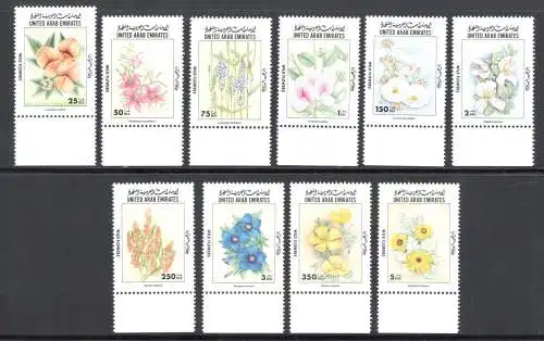 1998 Vereinigte Arabische Emirate, Stanley Gibbons Nr. 612/21 - Blumen - postfrisch**