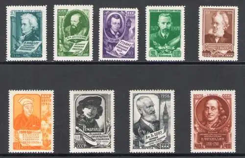 1956 RUSSLAND - Yvert 1862/70 - Berühmte Herren - postfrisch**