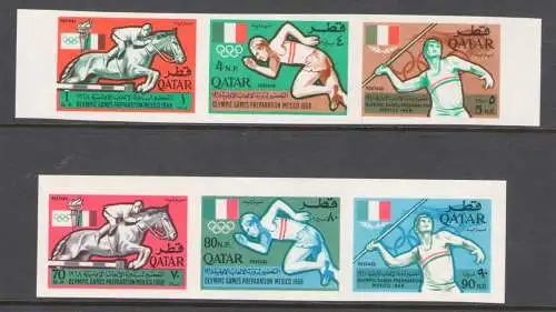 1966 Katar, SG Nr. 125/30 - Olympische Spiele Mexiko - Ungezahnt - postfrisch**