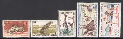 1958-59 COTE DES SOMALIS - Yvert Nr. 287/289 + PA 26 und 29 - postfrisch**