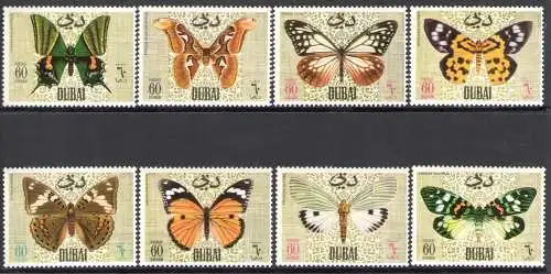 1968 Dubai, SG Nr. 277/84 - Schmetterlinge - postfrisch**