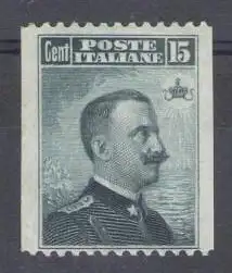 1906 Italien - Nr. 80 - 15 Cent schwarz grau nicht vertikal gezahnt - MH*