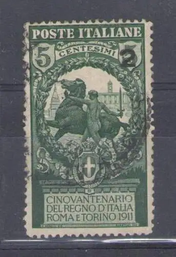 1913 Italien - Nr. 99f - nur eine 2 in Überdruckung - gebraucht