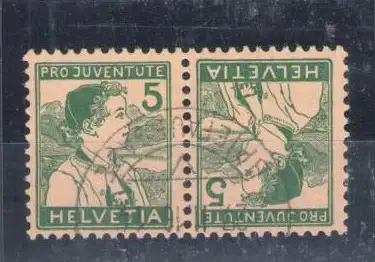 1916 SCHWEIZ, Pro Juventute, Tete Beche k11 - gebraucht