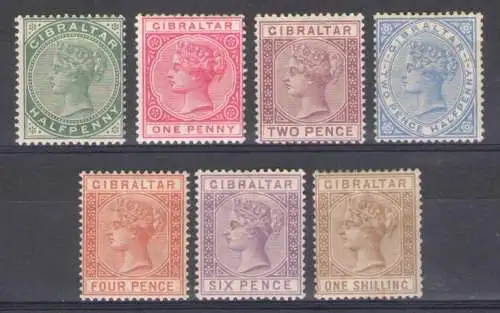 1886-8 Gibraltar, Stanley Gibbons Nr. 8/14 - Sieg - MH*