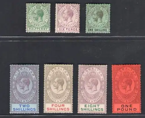 1912-24 Gibraltar, Stanley Gibbons Nr. 76/85 - Giorgio V - postfrisch**
