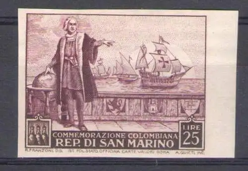 1951 San Marino, Nr. 380c C. Taube ungezahnt - postfrisch**