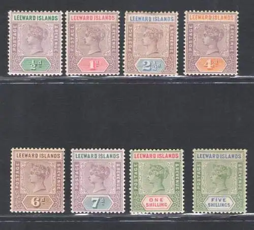 1890 Leeward Islands - Stanley Gibbons Nr. 1-8 - Komplette Serie - MH*