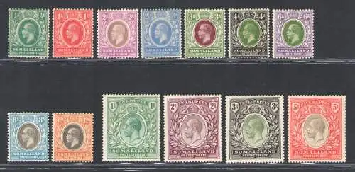 1912-19 Somaliland - Stanley Gibbons Nr. 12/19 - 13 Wertereihe - MH*