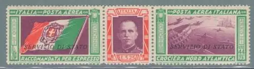 1933 Italien - Luftdienst - Triptychon Nordatlantikkreuzfahrt - postfrisch**