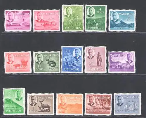 1950 MAURITIUS, Stanley Gibbons Nr. 276/290 Serie von 15 Werten - postfrisch**