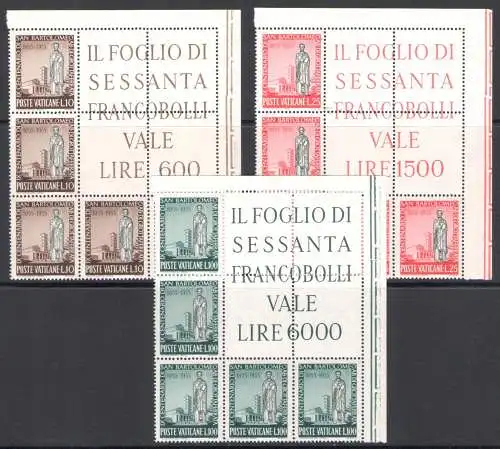 1955 Vatikan, San Bartolomeo Eckblock Nr. 3/5 - postfrisch**