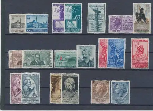 1954 Italien Republik, neue Briefmarken, Vollständiges Jahr 20 postfrisch Werte**