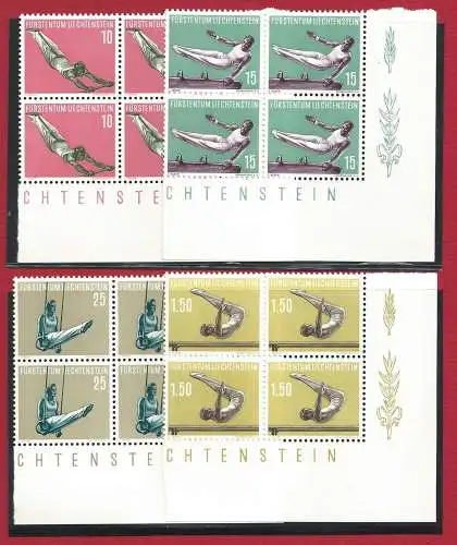 1957 LIECHTENSTEIN, Nr. 315/318 4 MNH Werte** QUARTINA