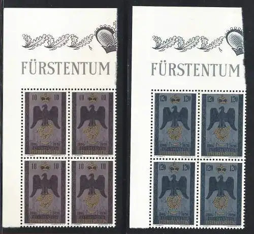 1956 LIECHTENSTEIN, Nr. 307/308 2 MNH Werte** QUARTINA