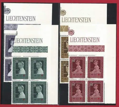 1955 LIECHTENSTEIN, Nr. 300/303 4 MNH Werte** QUARTINA