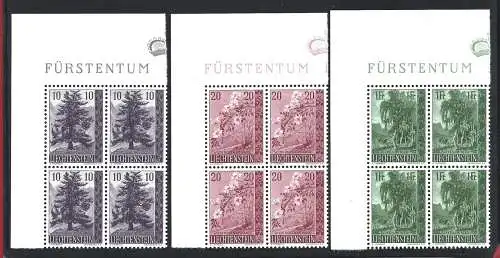 1957 LIECHTENSTEIN, Nr. 319/321 3 mnh Werte** QUARTINA