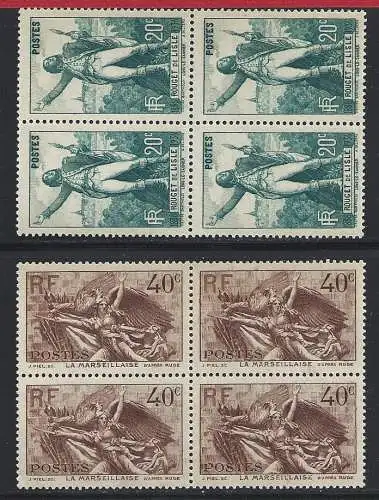 1936 FRANKREICH - Nr. 314/315 - Rouget de l'Isle - MNH** Viererblock