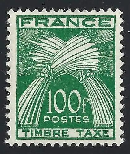 1953 FRANKREICH - Gebühr Nr. 89 100 Fr. grün postfrisch/**