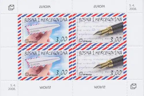 2008 EUROPA CEPT Bosnien und Herzegowina Kroatisch Blatt BF 14 MNH**