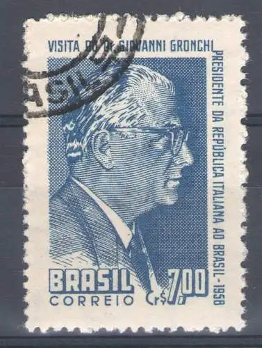 1958 Brasilien Italienisch-brasilianische Freundschaft Gemeinsame Ausgabe 1 Val. Gebraucht mit Amtsstempel