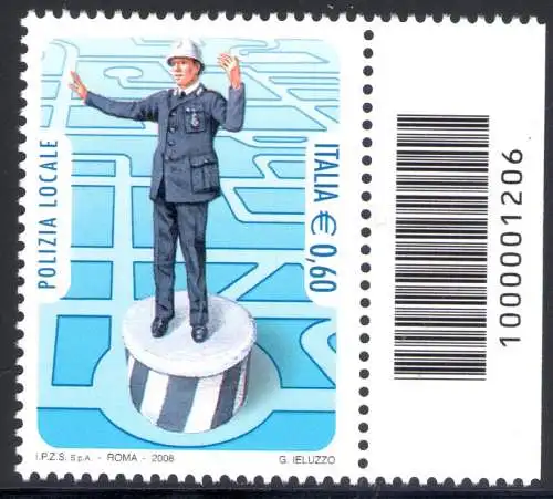 2008 Italienische Republik Barcodes örtliche Polizei 1 Wert Barcode Nr. 1206 mnh**