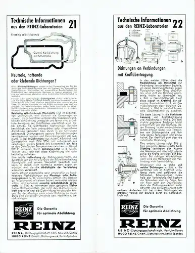 Technische Informationen aus den Reinz-Laboratorien Nr. 15-32. 