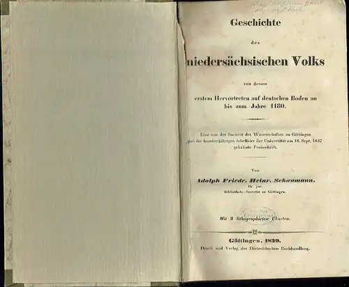 Adolph Friedr. Heinr. Schaumann: Geschichte des niedersächsischen Volkes
 von dessen erstem Hervortreten auf deutschen Boden an bis zum Jahre 1180. 