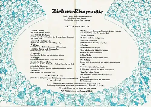 Hannelore Hösch
 Kurt Koberstädt: Aeros Zirkus Rhapsodie. 