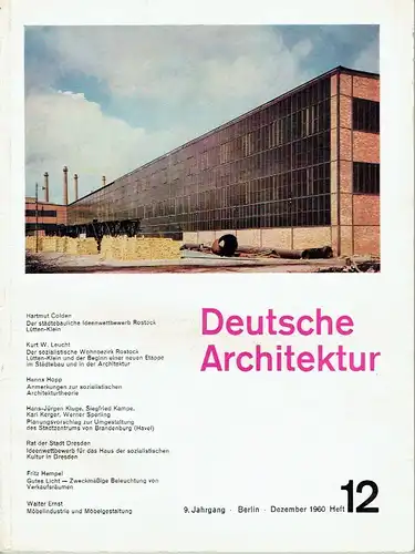 Deutsche Architektur
 Zeitschrift, 9. Jahrgang, Heft 12. 