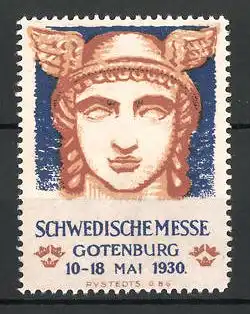 Reklamemarke Gotenburg, Schwedische Messe 1930, Hermes-Porträt