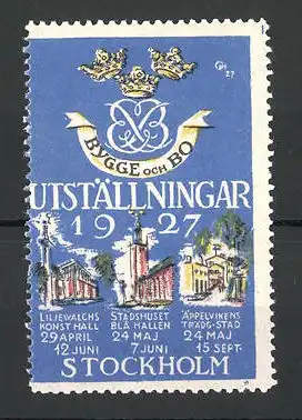 Reklamemarke Stockholm, Utställningar 1927, Messelogo und Kirche